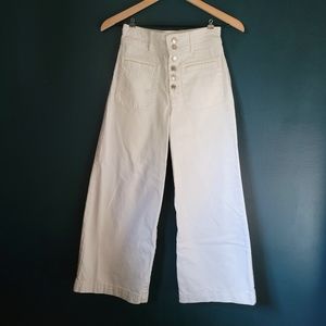 Free People White High Rise Colette Cropped Wide Leg Jeans